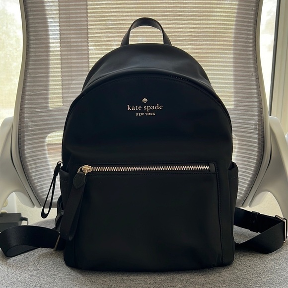 NEW! NWOT Kate Spade Chelsea Nylon Medium Backpack Bag Color: Black - Picture 1 of 10